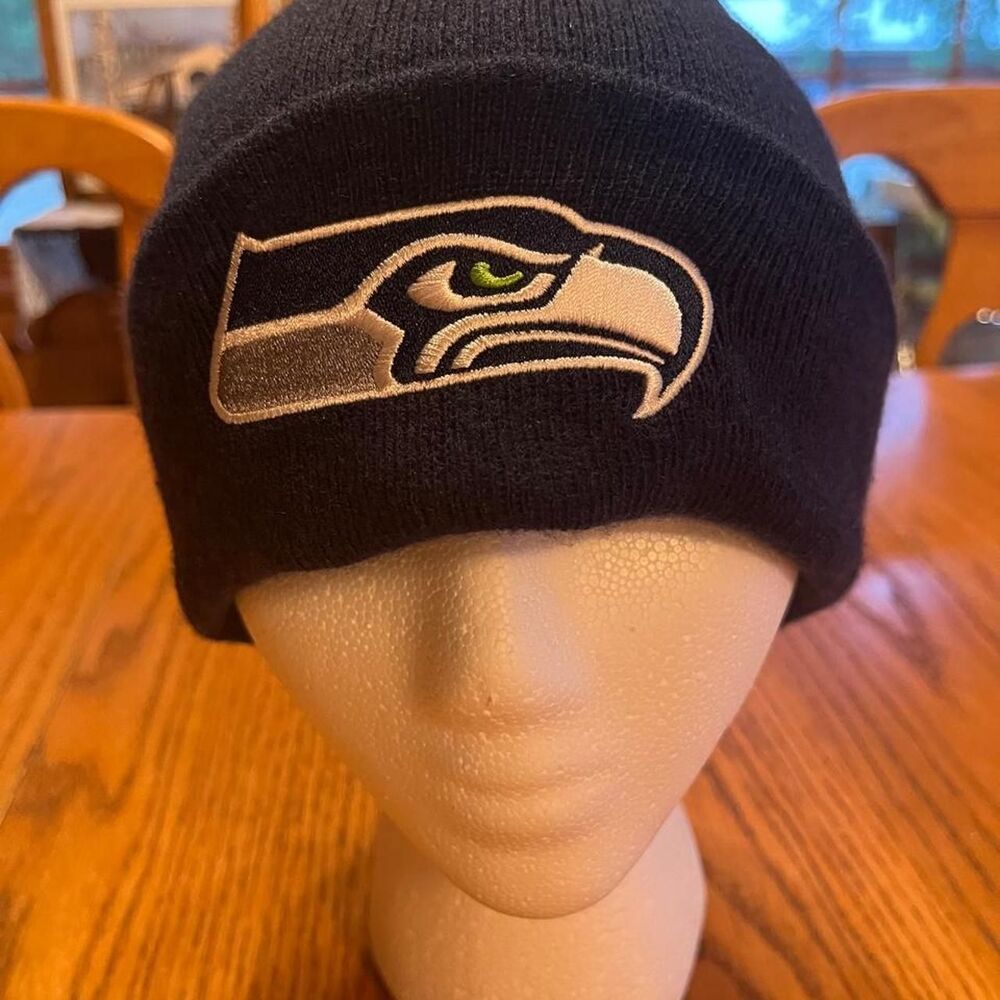 Navy Blue Seattle Seahawks Beanie with Embroidered Logo